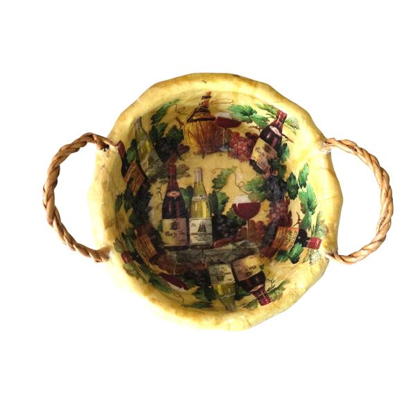 Unique Paper Mache'd Basket Tuscan Wine - Picture 5 of 5